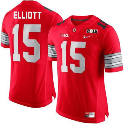 Men's NCAA Ohio State Buckeyes Ezekiel Elliott #15 College Stitched Diamond Quest 2015 Patch Authentic Nike Red Football Jersey LB20G47RY